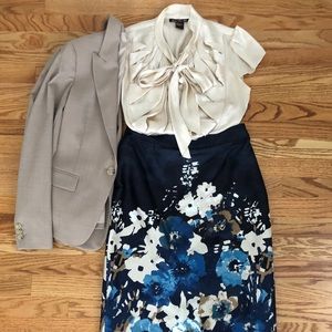 EUC Cream Silk Cap Sleeve Career Blouse Sz S